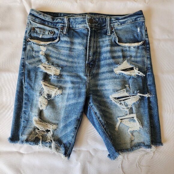 American Eagle Ne(x)t Level Airflex Distressed Jean Shorts, Size 32 - Picture 1 of 12